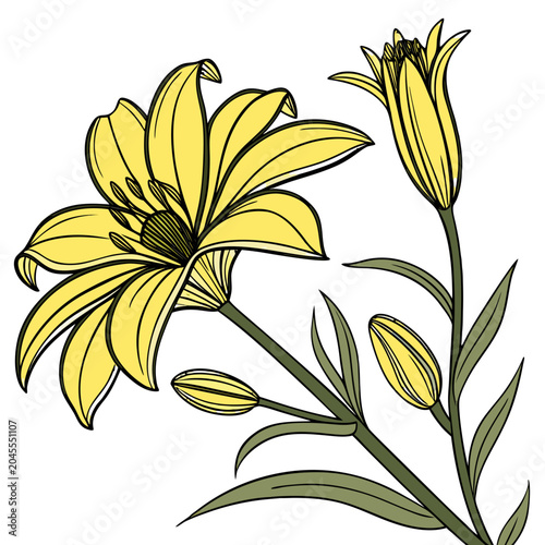 seamless pattern with yellow lilies