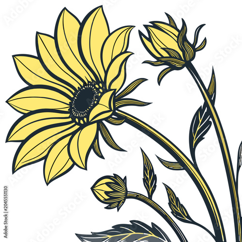 vector illustration of a yellow flower