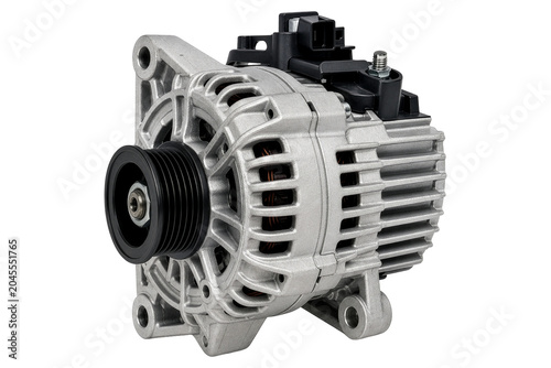 Silver Aluminum Alternator Isolated on transparent background remove png, clipping path, pen tool