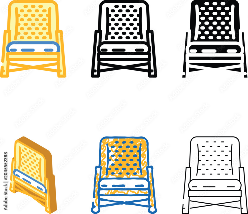 Naklejka premium patio chair outdoor furniture color icon vector. patio chair outdoor modern furniture sign. isolated symbol illustration