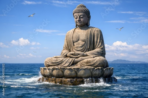 Estatua de buda en el mar