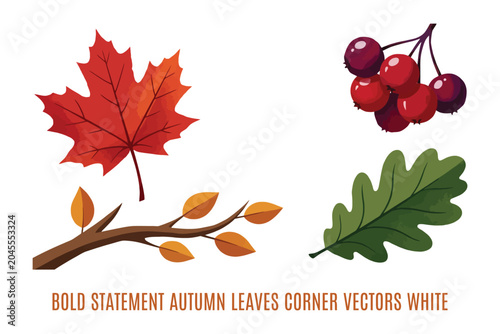 Bold Statement Autumn Leaves Corner Vectors White
