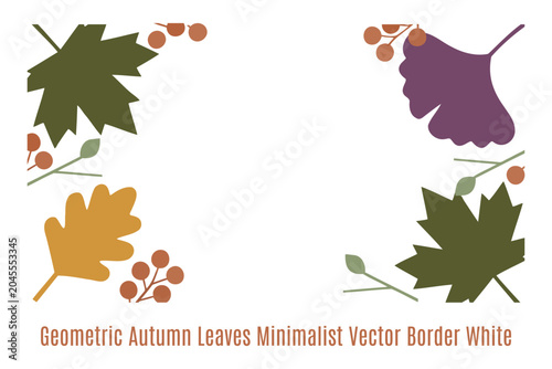 Geometric Autumn Leaves Minimalist Vector Border White