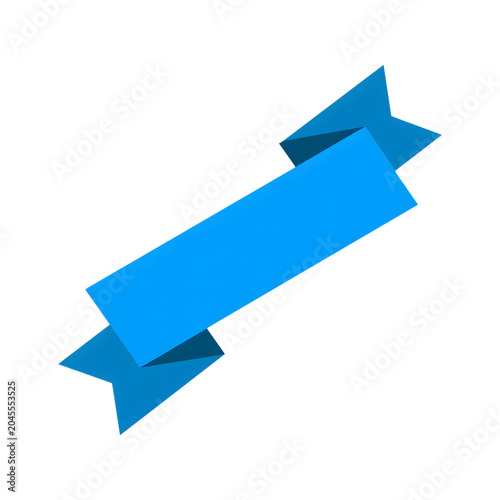 Blue ribbon banner icon isolated on transparent background for labels and notifications