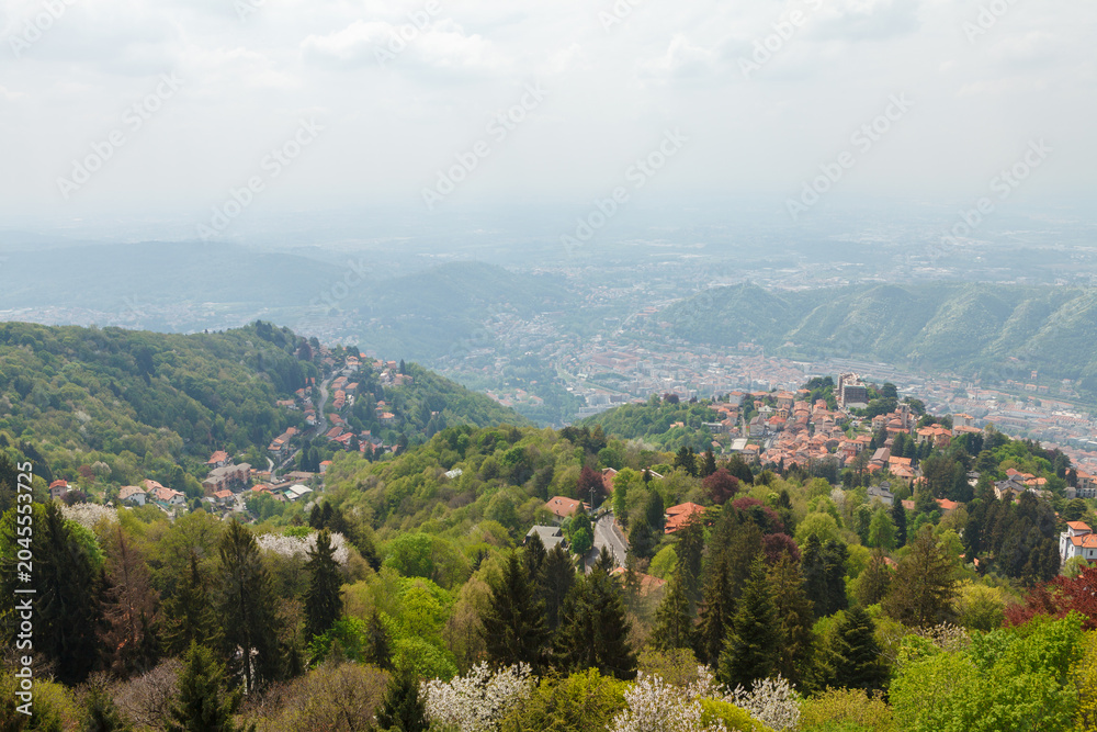 Obraz premium Varenna village with mountains on Lake Como Italy