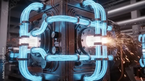 Futuristic Fusion Reactor Generating Clean Energy for Sustainable Power Production.