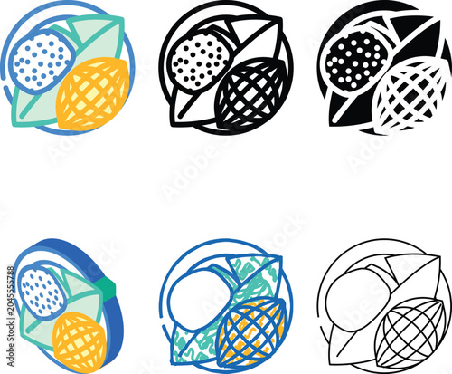 mango sticky rice thai cuisine color forms icon vector. mango sticky rice thai cuisine sign. isolated symbol illustration