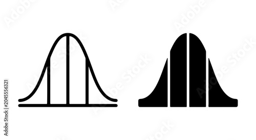 Statistical Distribution Icons, Normal Curve, Bell Curve Vector Graphics