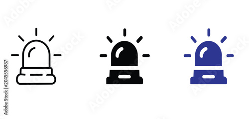 Konstfotografi Emergency siren icon set, flashing police light vector symbols, blue and black a