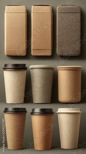 Several different types of coffee cups takeaway packaging