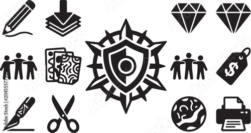 Security and Protection Icons for Business and Safety