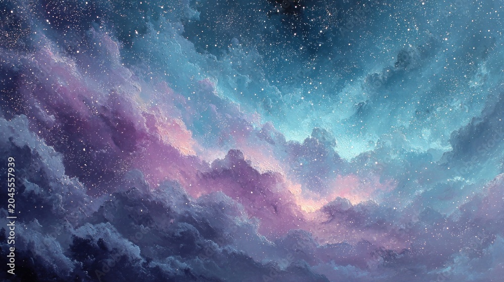 Obraz premium Starry sky with clouds and stars in the background