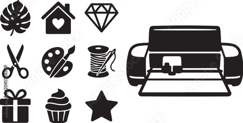 Cricut Machine and Crafting Icons Vector Graphic Design
