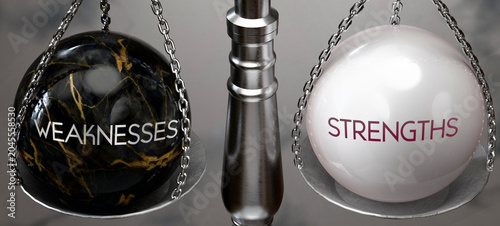 Cuadro en lienzo Weaknesses or Strengths - weighing two choices, available options