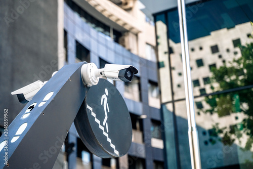 Surveillance Camera on Street Pole for Urban Security and Monitoring