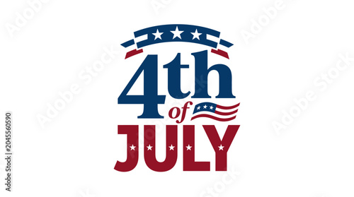 4th of July typography with flag and star arch.