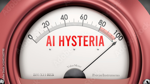 Obraz na plátně Ai Hysteria that is hitting a full scale, showing rising levels of ai hysteria, possibly overload of it, too much of it