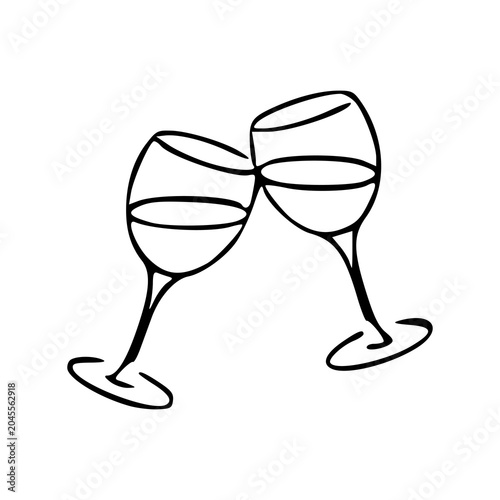 simple black and white wine glass icon for restaurant and event themes