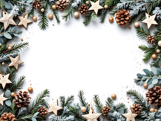 Christmas Botanical Frame and Border Collection with Gift Boxes and Winter Decorations
