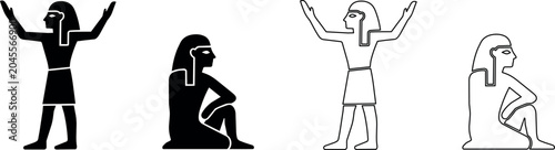 Φωτογραφία Ancient Egyptian hieroglyphs depicting figures in traditional poses and attire