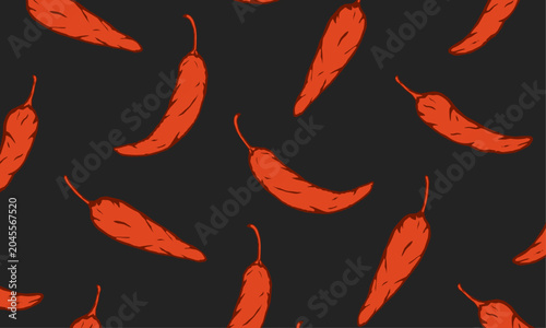Slika na platnu Doodle Chili Seamless Pattern