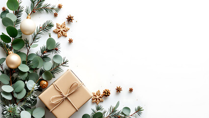 Minimal Christmas Corner Borders with Winter Botanical Decorations