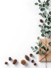 Minimal Christmas Corner Borders with Winter Botanical Decorations