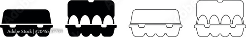 Foto Collection of stylized egg carton icons in black and white