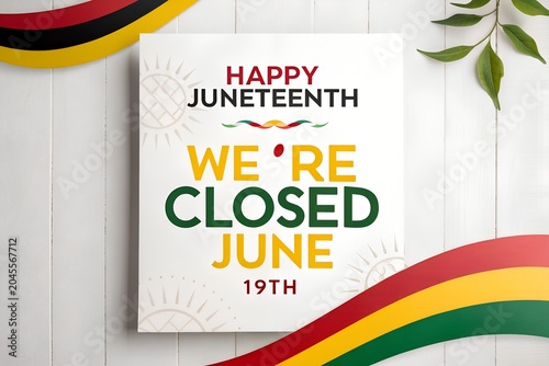 Happy Juneteenth Closed Sign, Business Closed June 19th, Juneteenth Closure Announcement, We Are Closed Juneteenth, Festive Juneteenth Holiday Notice
