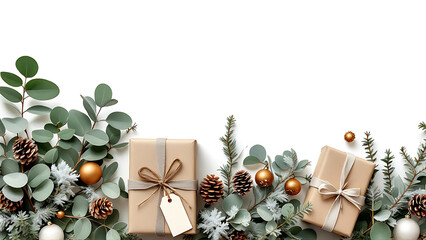 Minimal Christmas Corner Borders with Winter Botanical Decorations
