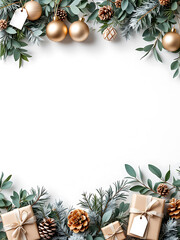 Minimal Christmas Corner Borders with Winter Botanical Decorations