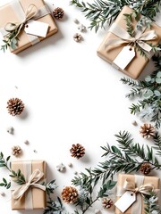 Minimal Christmas Corner Borders with Winter Botanical Decorations