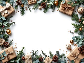 Minimal Christmas Corner Borders with Winter Botanical Decorations