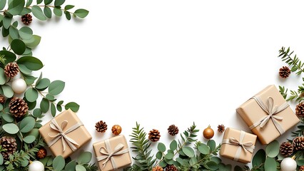 Minimal Christmas Corner Borders with Winter Botanical Decorations