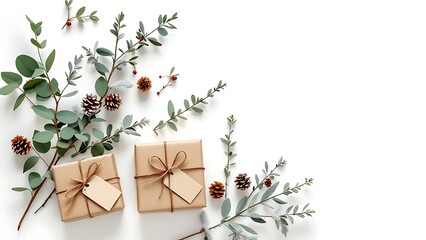 Minimal Christmas Corner Borders with Winter Botanical Decorations
