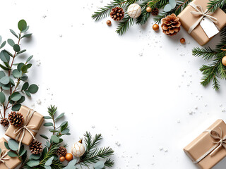 Minimal Christmas Corner Borders with Winter Botanical Decorations