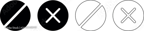 Photos Set of four prohibition and cancel icons with cross and slash symbols