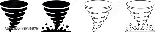 Fotografía Collection of tornado icons in black and white outline and solid fill styles