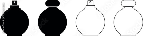 Foto Collection of perfume bottle icons in black and white outlines