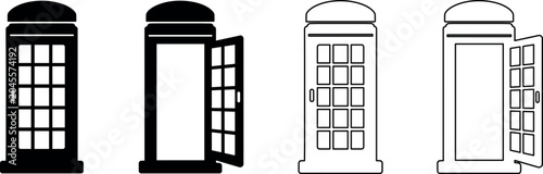 Photos Iconic British telephone booth designs, solid and outline styles