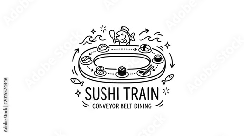 Sushi train conveyor belt dining.