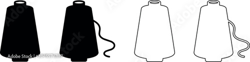 Schilderij op canvas Set of black and white spool icons with thread for sewing and crafts