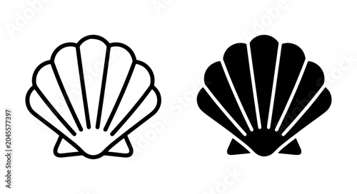 Scallop Shell Icons, Marine Life Vector Art, Ocean Beach Seashell Graphics, Coastal Design Elements