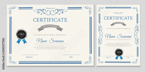 Konstfotografi Certificate template in blue-gray tones