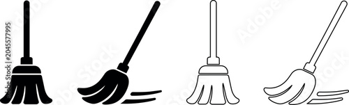 Fotografía Collection of broom and mop icons for cleaning and household chores
