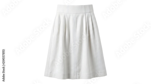 White Skirt On White Solid Background, Elegant Women’s Clothing For Daily Wear, Simple Fashion Design Perfect For Minimalist, Modern, And Professional Outfits