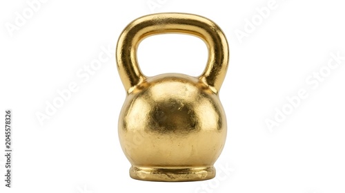 Gold Kettlebell On White Solid Background, Premium Fitness Equipment For Strength Training, Stylish Gym Accessory Representing Power, Luxury, And Health