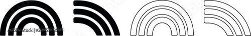 Foto Set of stylized rainbow icons in solid black and outline versions
