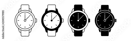 Series of watch designs transitioning from outline to full color