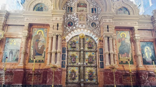 The luxurious interiors of the Church of the Savior on Spilled Blood, St. Petersburg, Russia